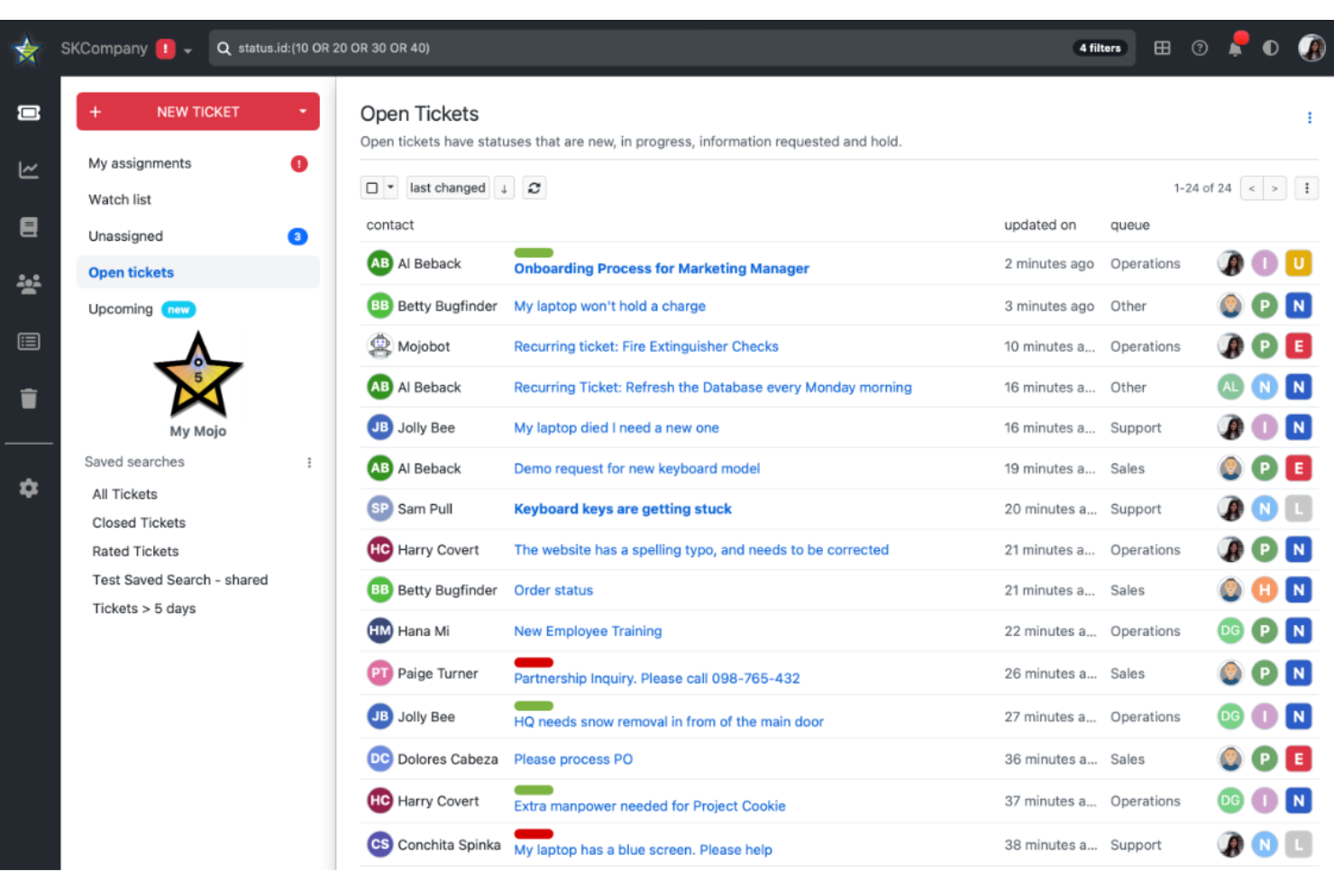 Mojo Helpdesk screenshot - 10 mejores herramientas alternativas a HappyFox para soporte en 2026