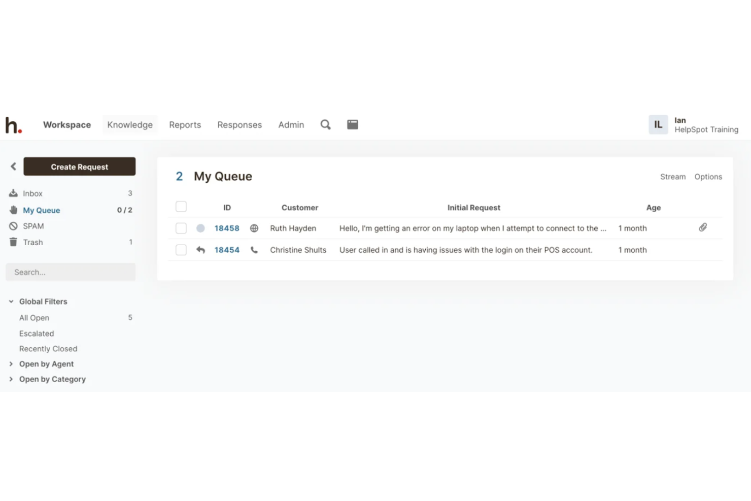 HelpSpot screenshot - I 10 migliori software di help desk in sede recensiti nel 2026