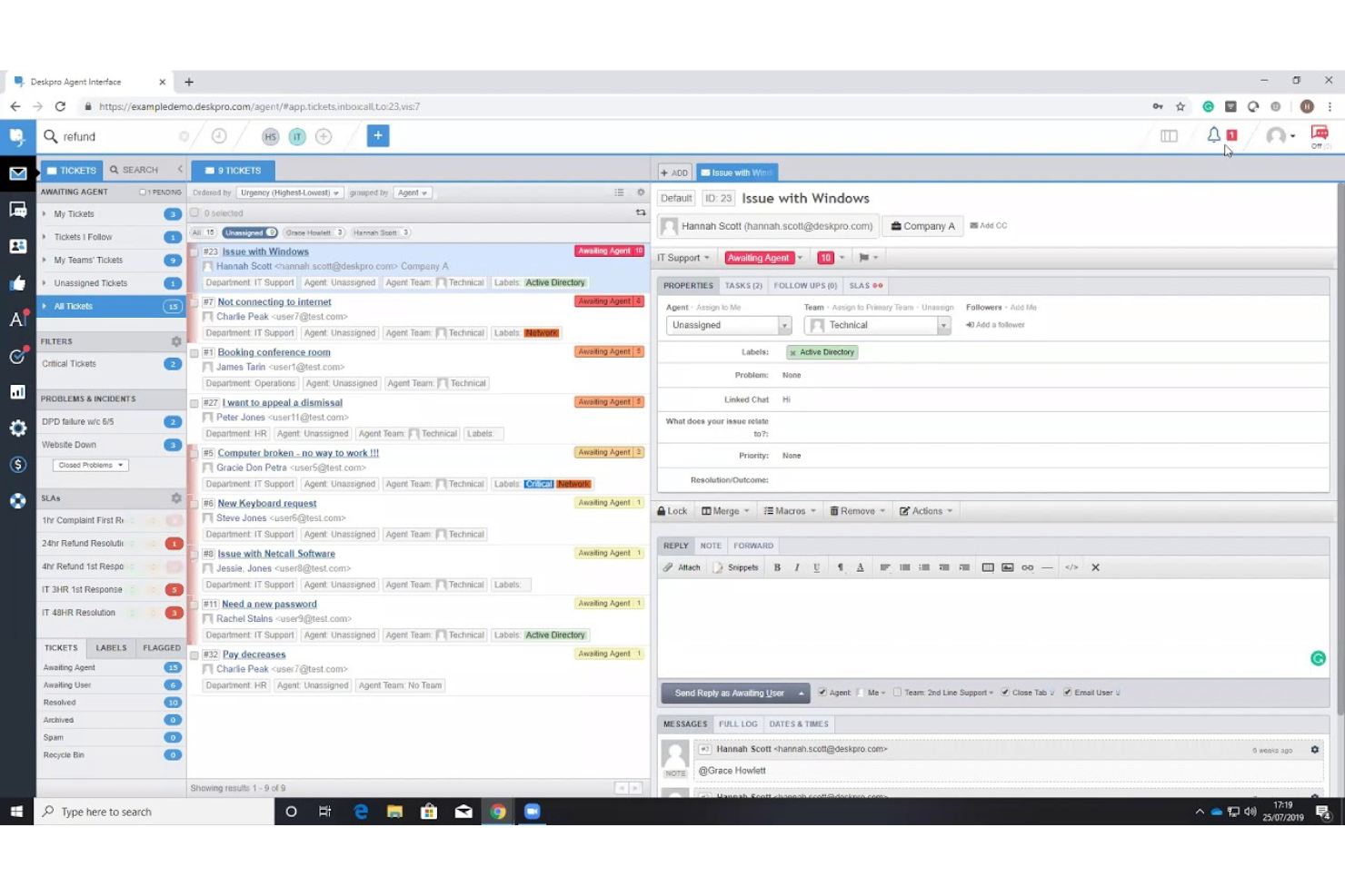 Deskpro screenshot - I 10 migliori software di help desk in sede recensiti nel 2026