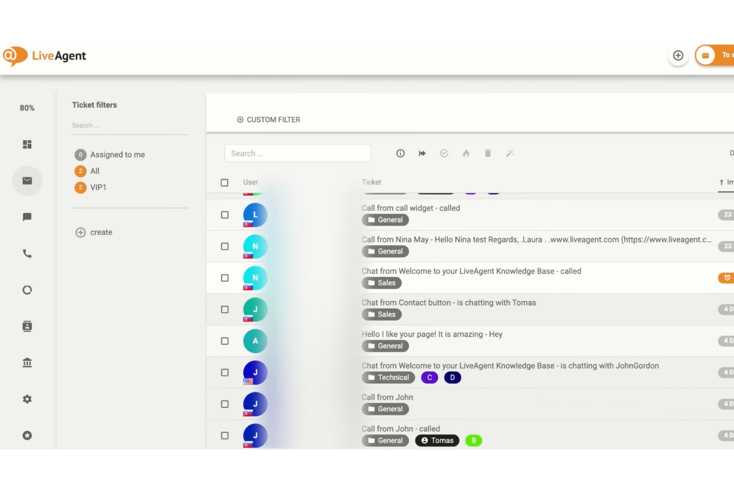 LiveAgent screenshot - I 10 migliori software per call center virtuali del 2026: confronto