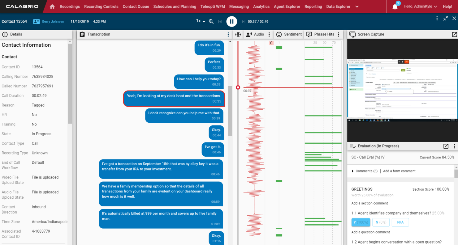 Calabrio ONE screenshot - 10 migliori sistemi di monitoraggio dei centri di assistenza telefonica recensiti nel 2026