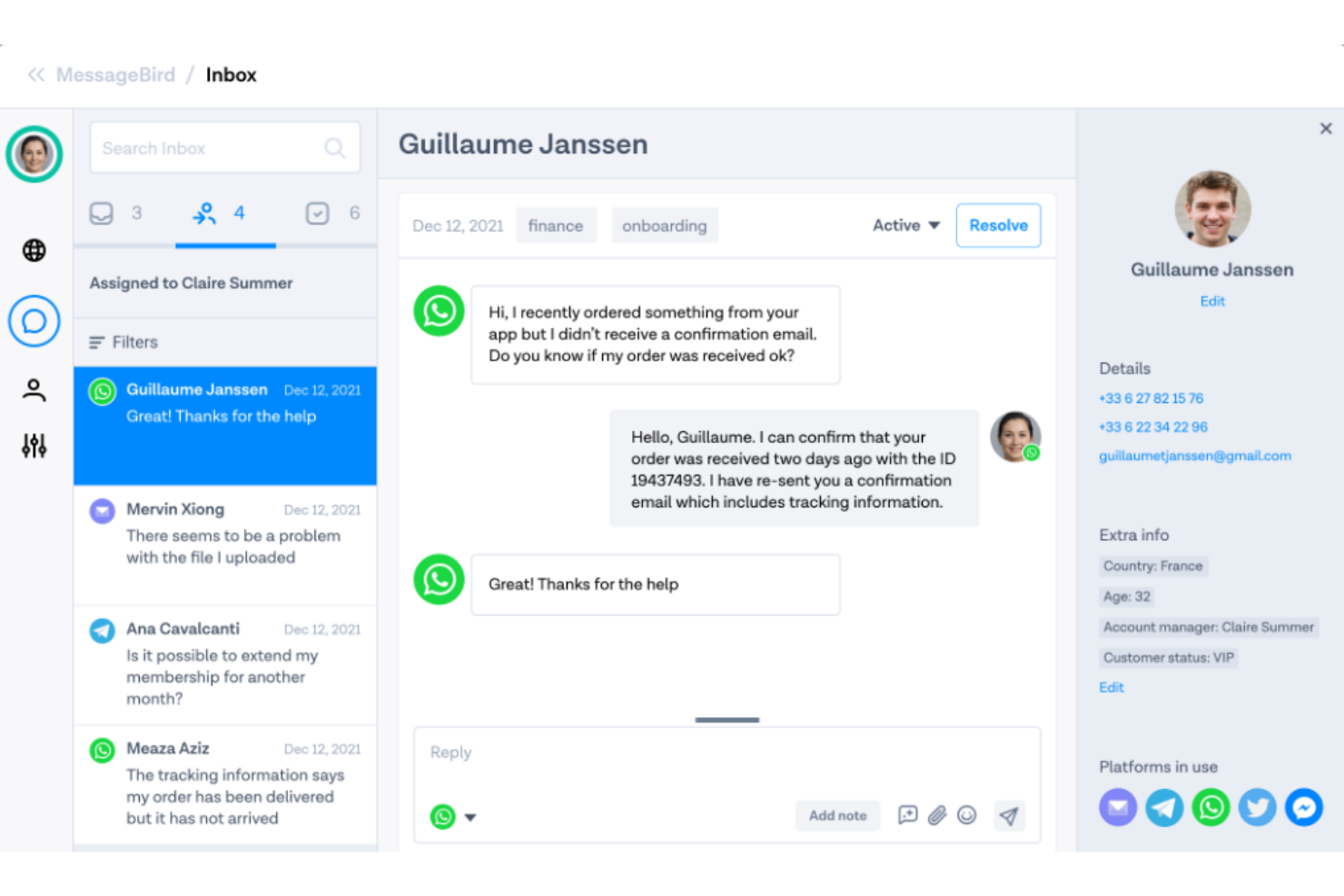 MessageBird screenshot - Le 10 migliori piattaforme di messaggistica per i clienti per i team nel 2026