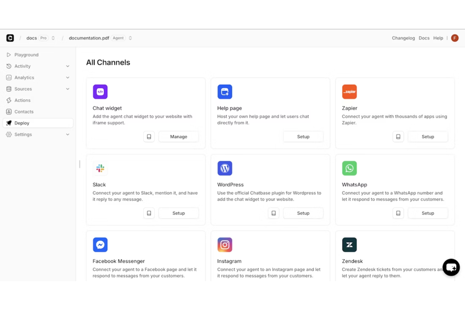 Chatbase screenshot - Los 10 mejores chatbots para el servicio de atención al cliente en línea en 2026