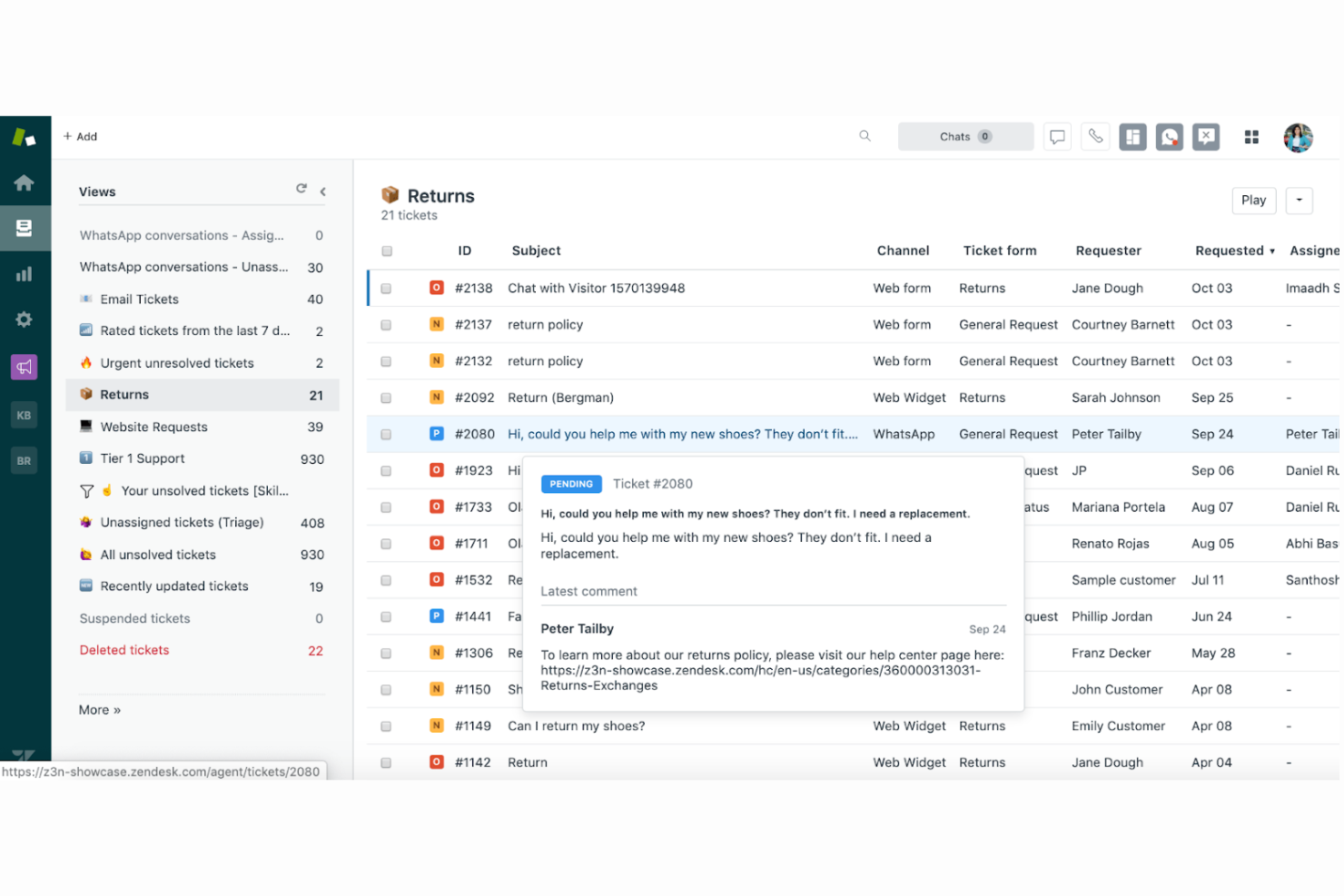 Zendesk screenshot - I 10 migliori strumenti alternativi a osTicket per l’assistenza nel 2026