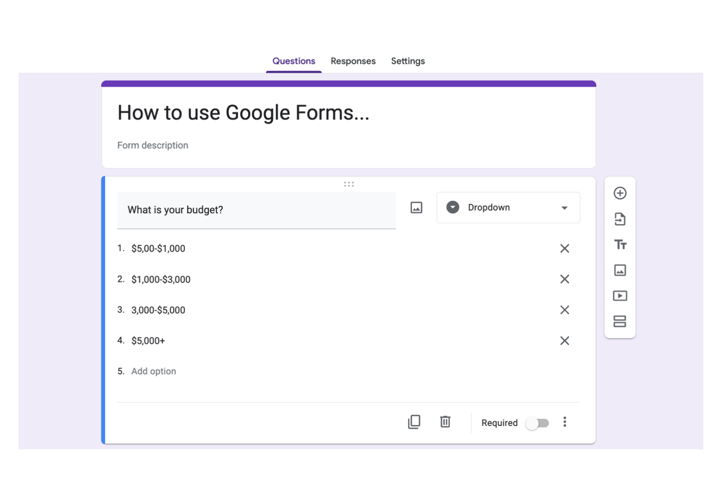 Google Forms screenshot - 10 competidores de Qualtrics para recopilar opiniones de clientes en 2026