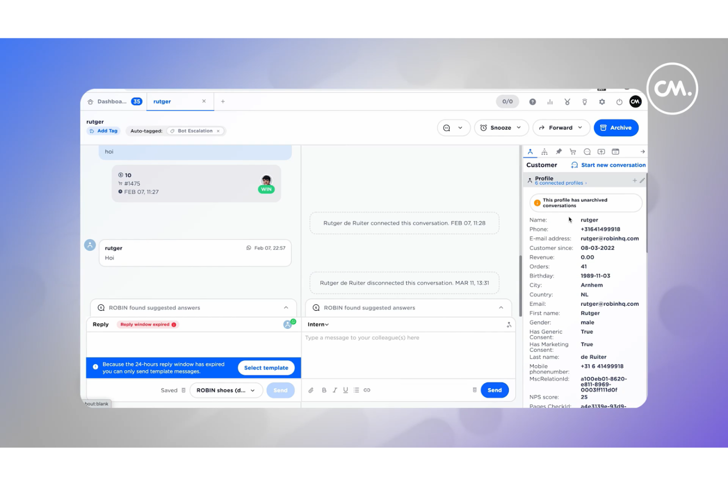 CM.com screenshot - 10 mejores plataformas de datos de clientes en Bélgica en 2026