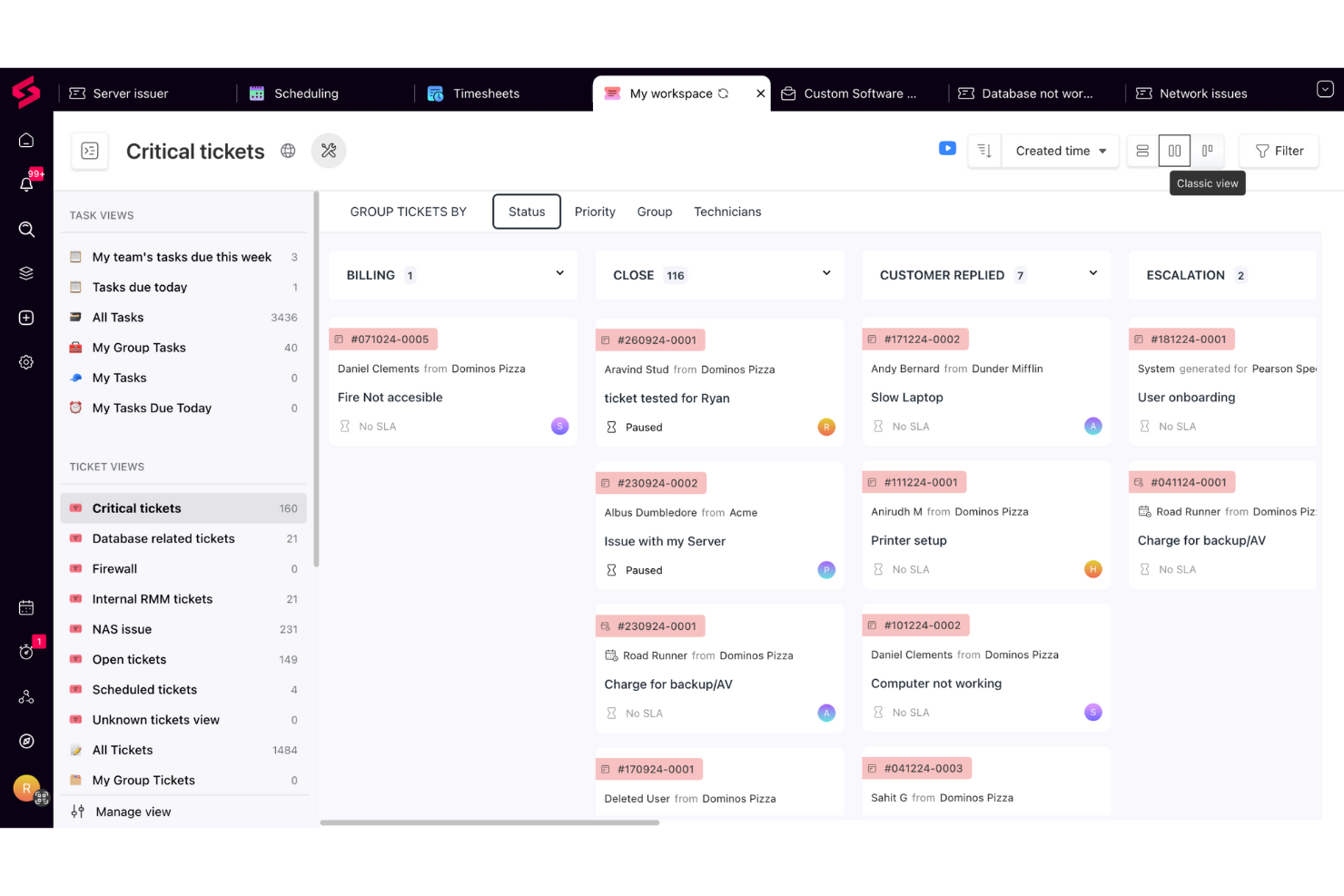 SuperOps screenshot - Los 10 mejores sistemas gratuitos de gestión de tickets analizados en 2026