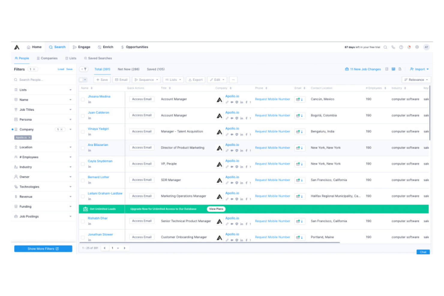 Apollo screenshot - Los 10 mejores competidores de Salesloft para la interacción con clientes potenciales en 2026