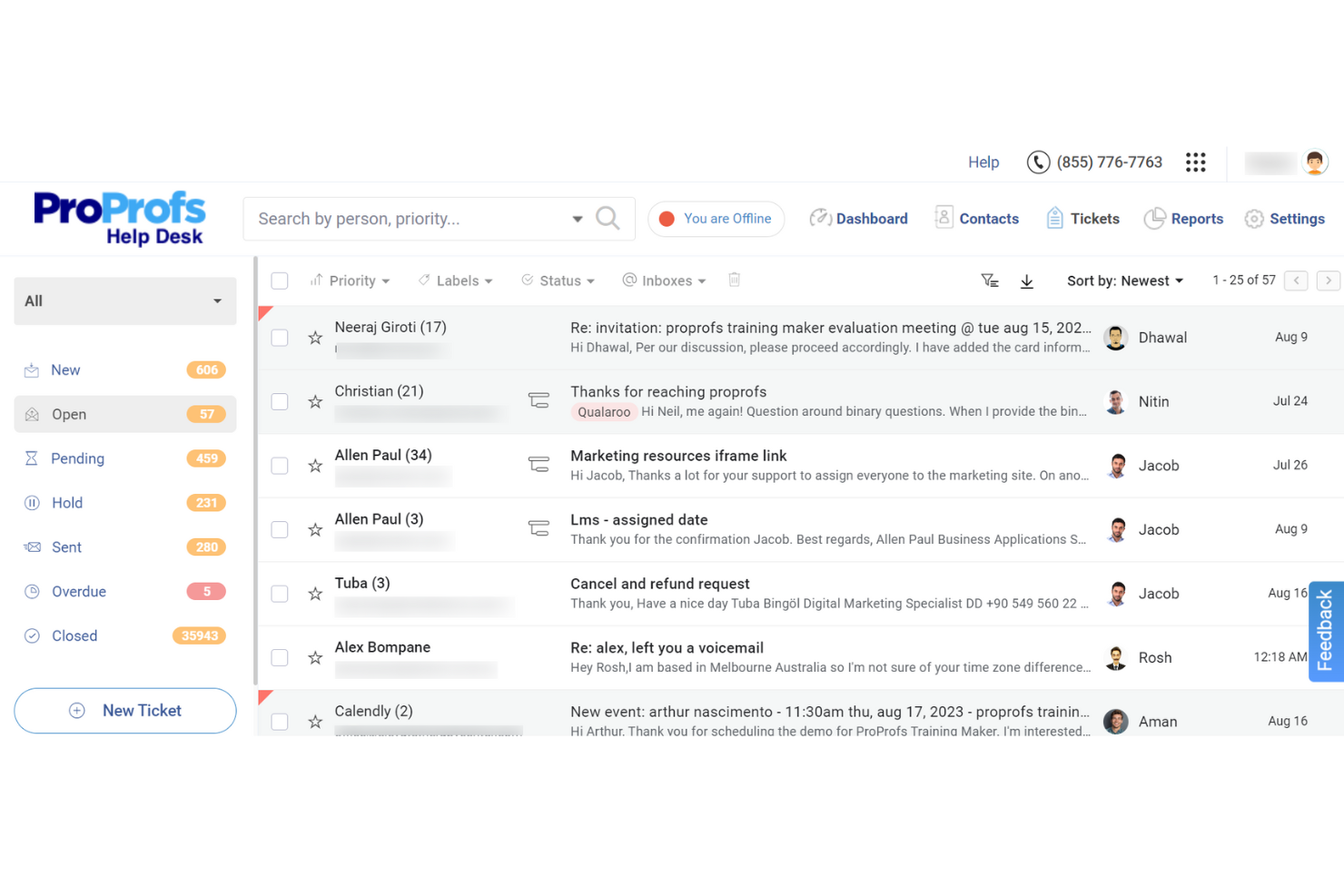 ProProfs Help Desk screenshot - Las 10 mejores alternativas a Groove para la atención al cliente en 2026