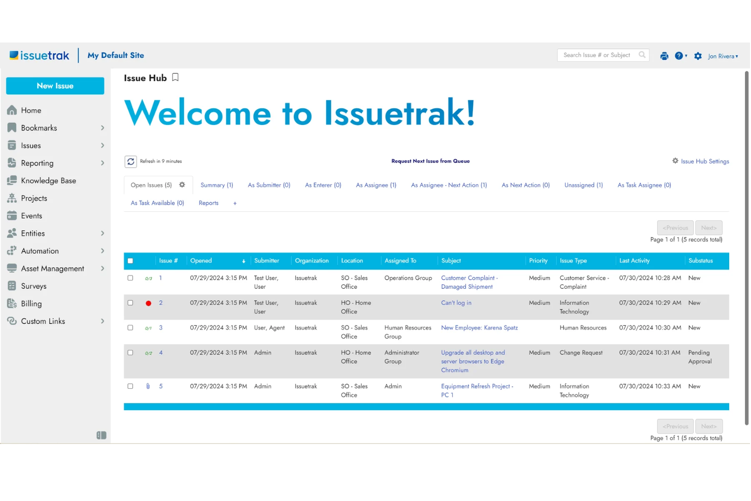 Issuetrak screenshot - 10 mejores herramientas alternativas a HappyFox para soporte en 2026