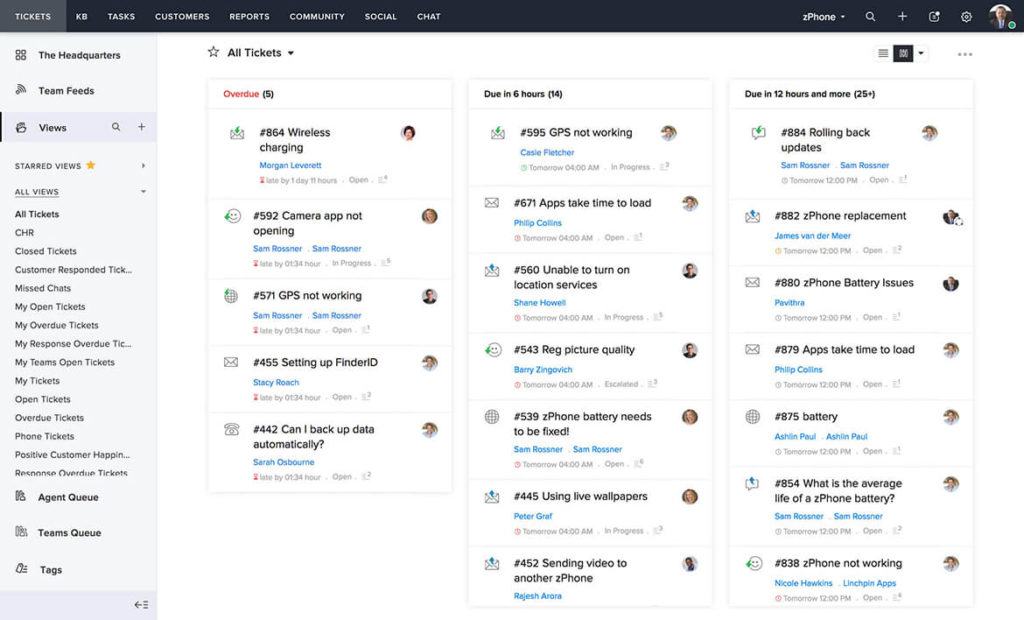 Zoho Desk screenshot - 10 Mejores Programas de Soporte al Cliente de 2026