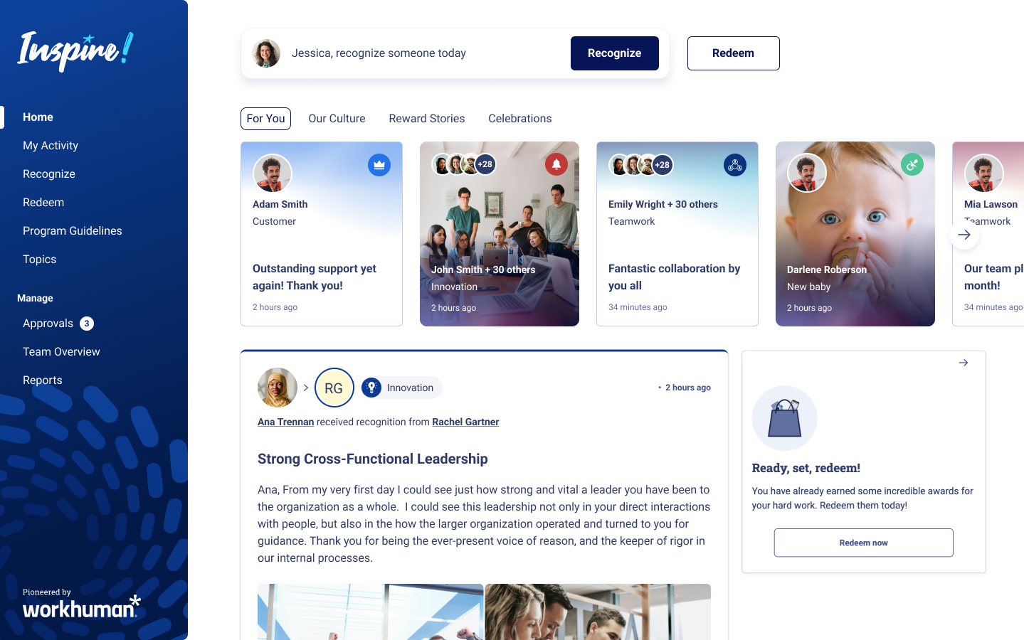 Workhuman screenshot - 10 beste platforms voor werknemerserkenning van 2026: vergeleken