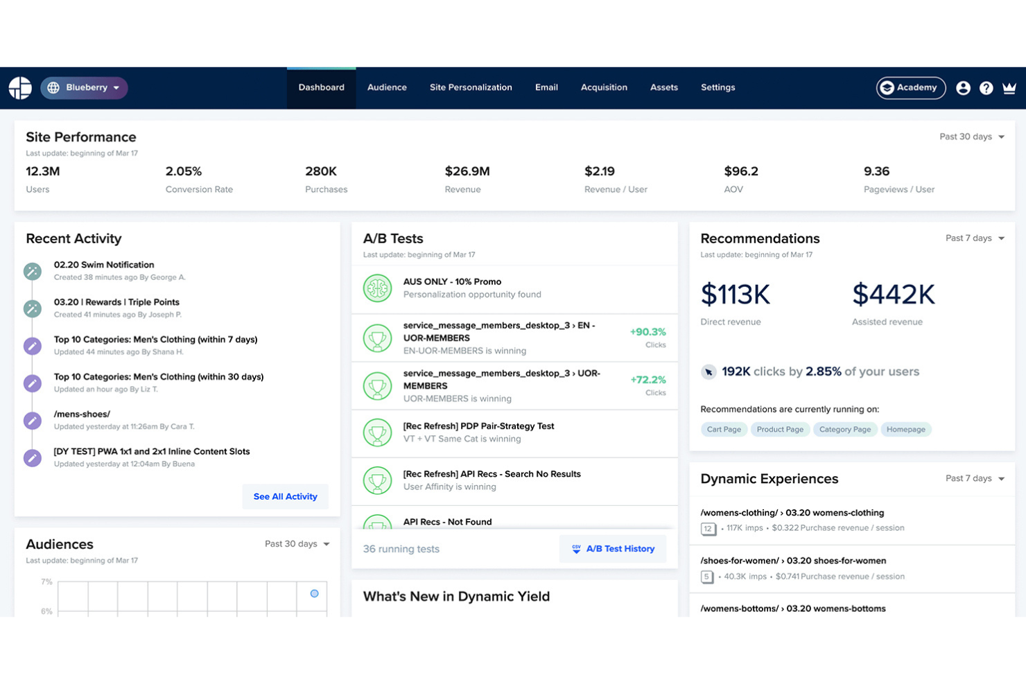 Dynamic Yield screenshot - 10 Beste alternatieven voor Optimizely voor A/B-testen in 2026