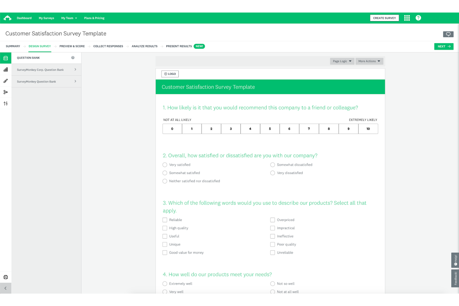 SurveyMonkey screenshot - 10 beste softwaretools voor klanttevredenheid in 2026