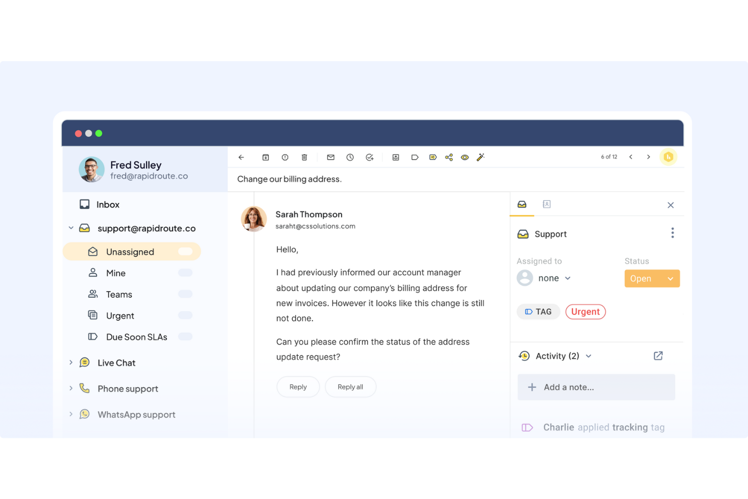 Hiver screenshot - 10 beste e-mailhelpdesksoftware van 2026