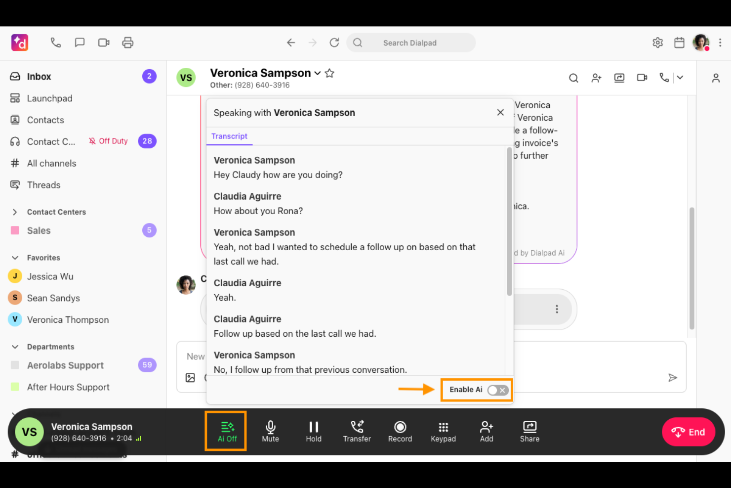 Dialpad screenshot - 10 parasta yhdistetyn puhelinkeskuksen ohjelmistoa arvioituna vuonna 2026