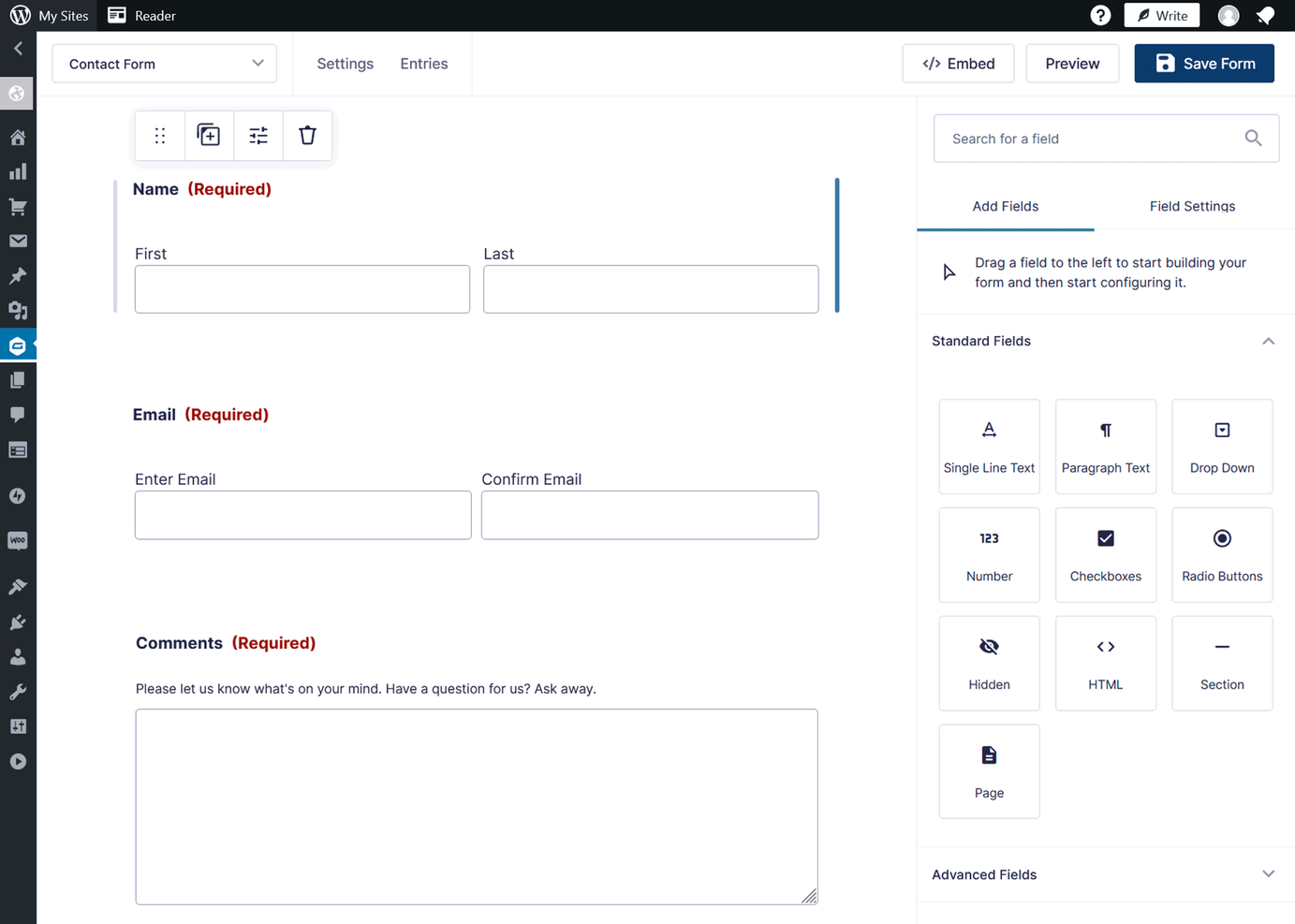 Gravity Forms screenshot - Las 10 mejores alternativas a Jotform para formularios en línea en 2026