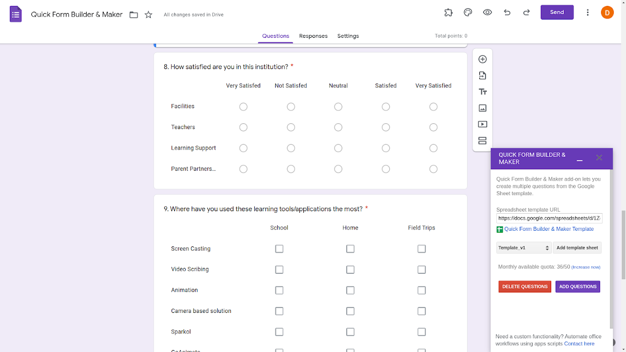 Google Forms screenshot - Le 10 migliori alternative a Jotform per i moduli online nel 2026