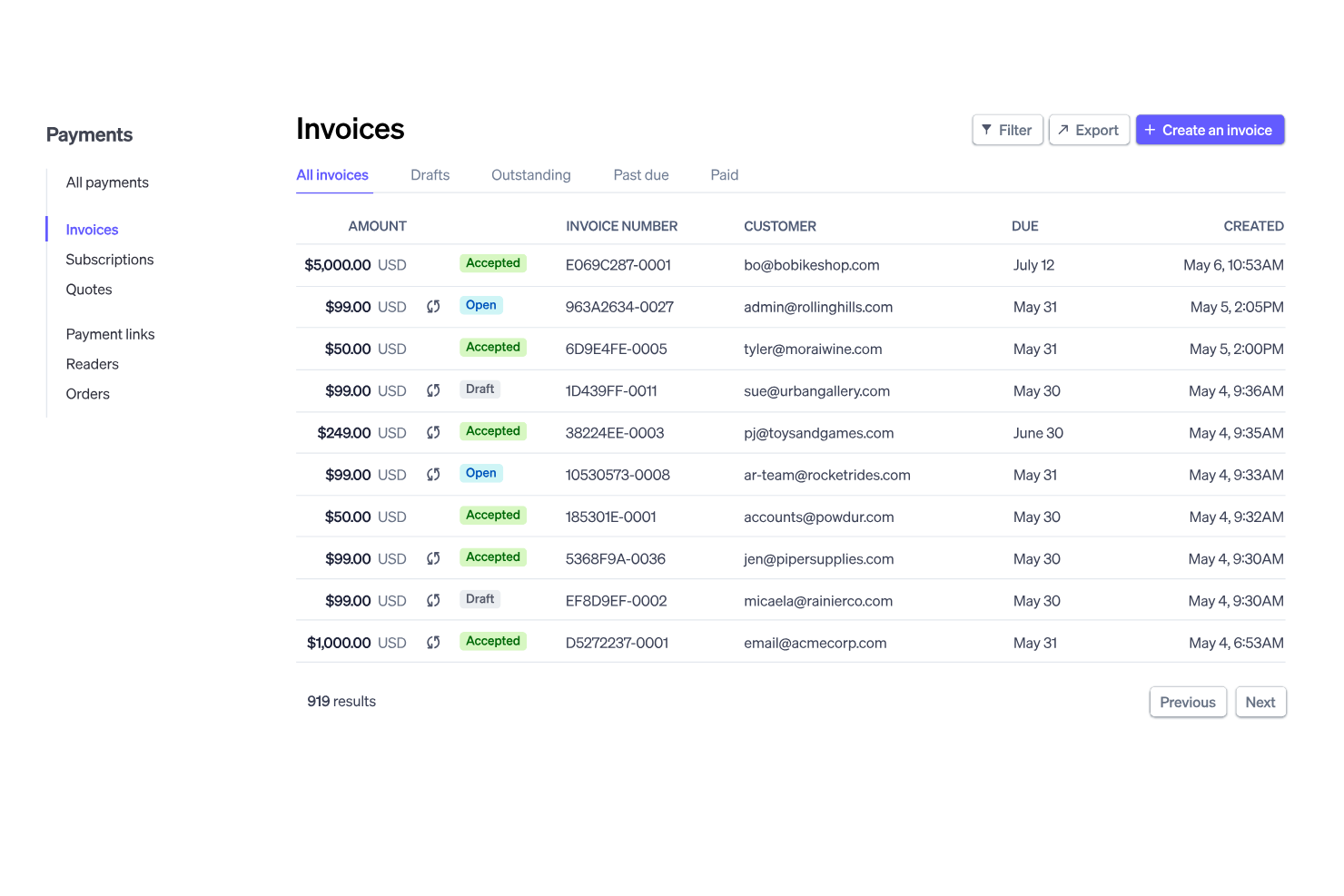 Stripe Invoicing screenshot - 10 bedste faktureringsprogrammer i 2026