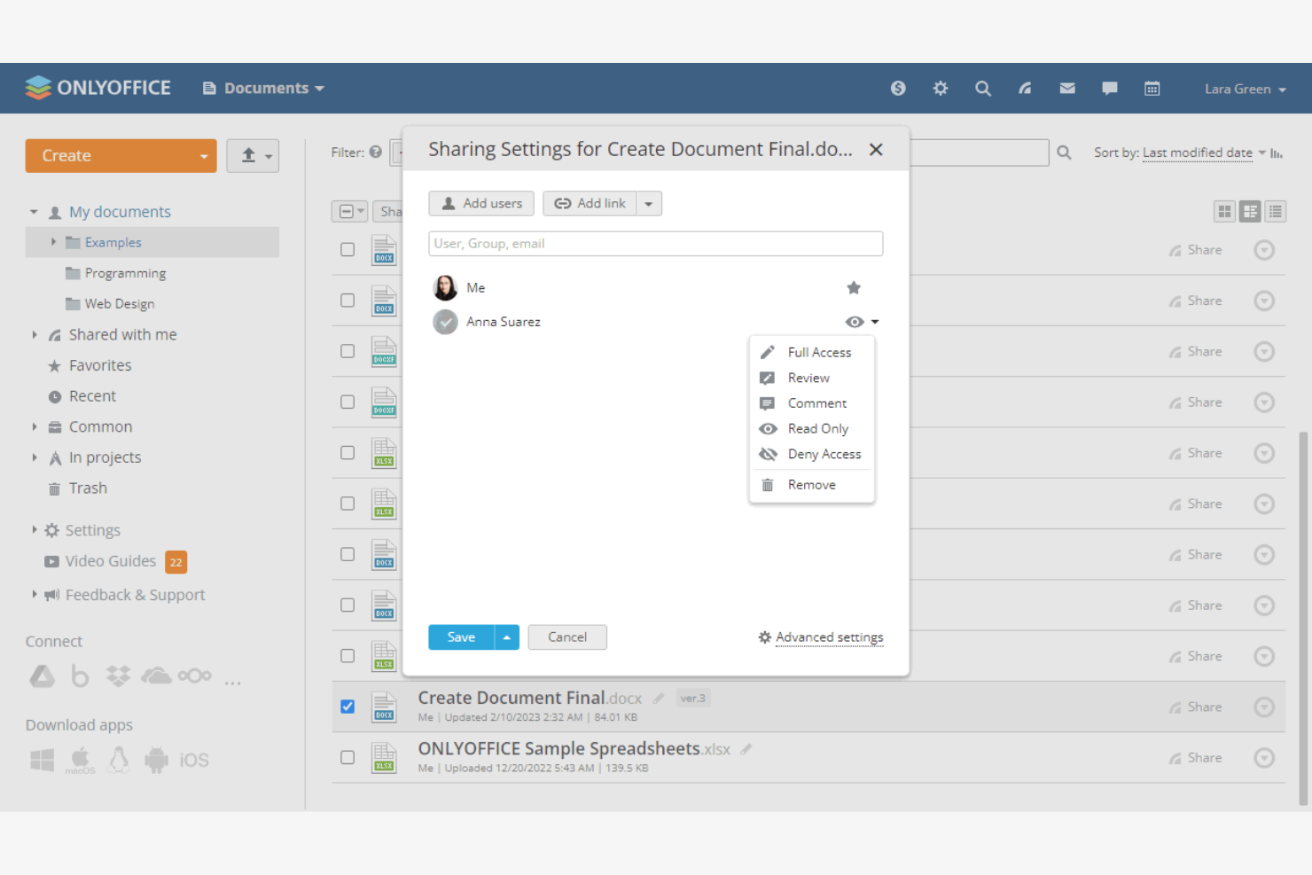 ONLYOFFICE screenshot - 10 bedste alternativer til Google Docs til samarbejde i 2026