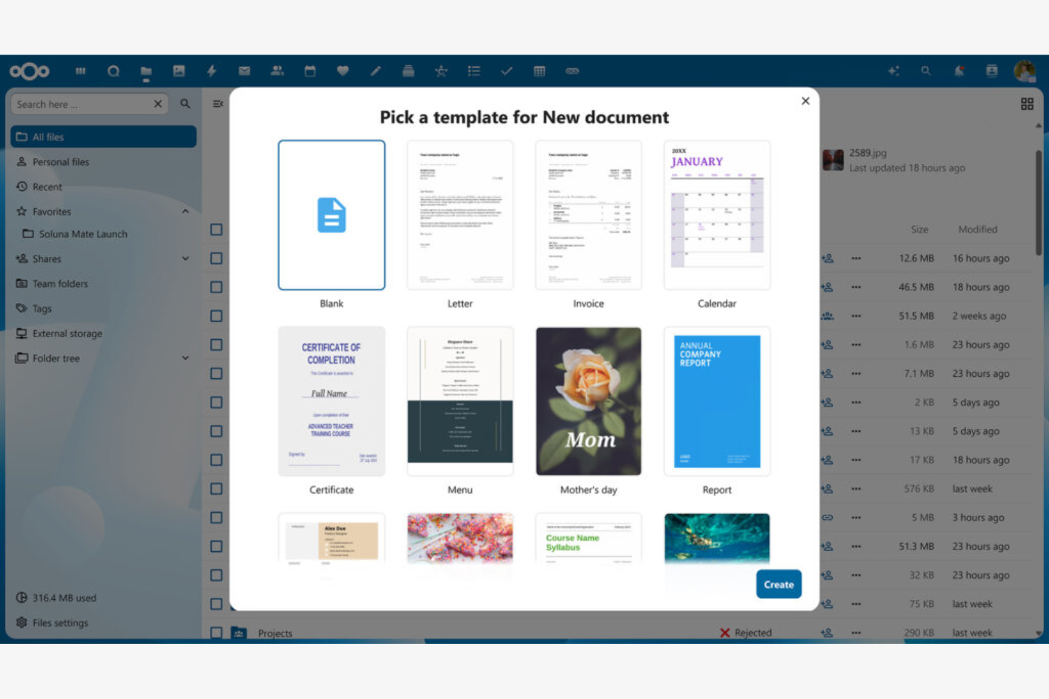 Nextcloud screenshot - 10 bedste alternativer til Google Docs til samarbejde i 2026
