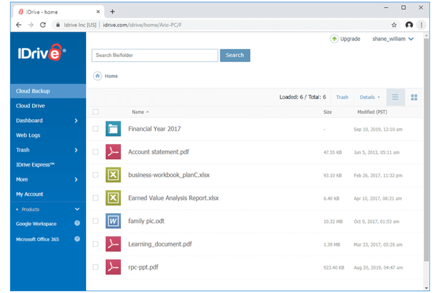 IDrive screenshot - 10 alternativer til Google Drev til cloudlagring i 2026