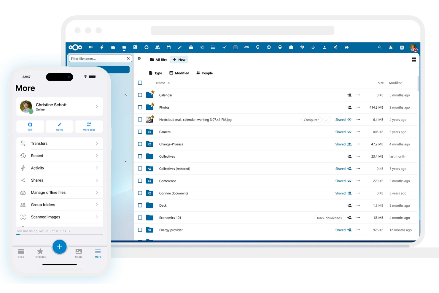 Nextcloud screenshot - 10 alternativer til Google Drev til cloudlagring i 2026