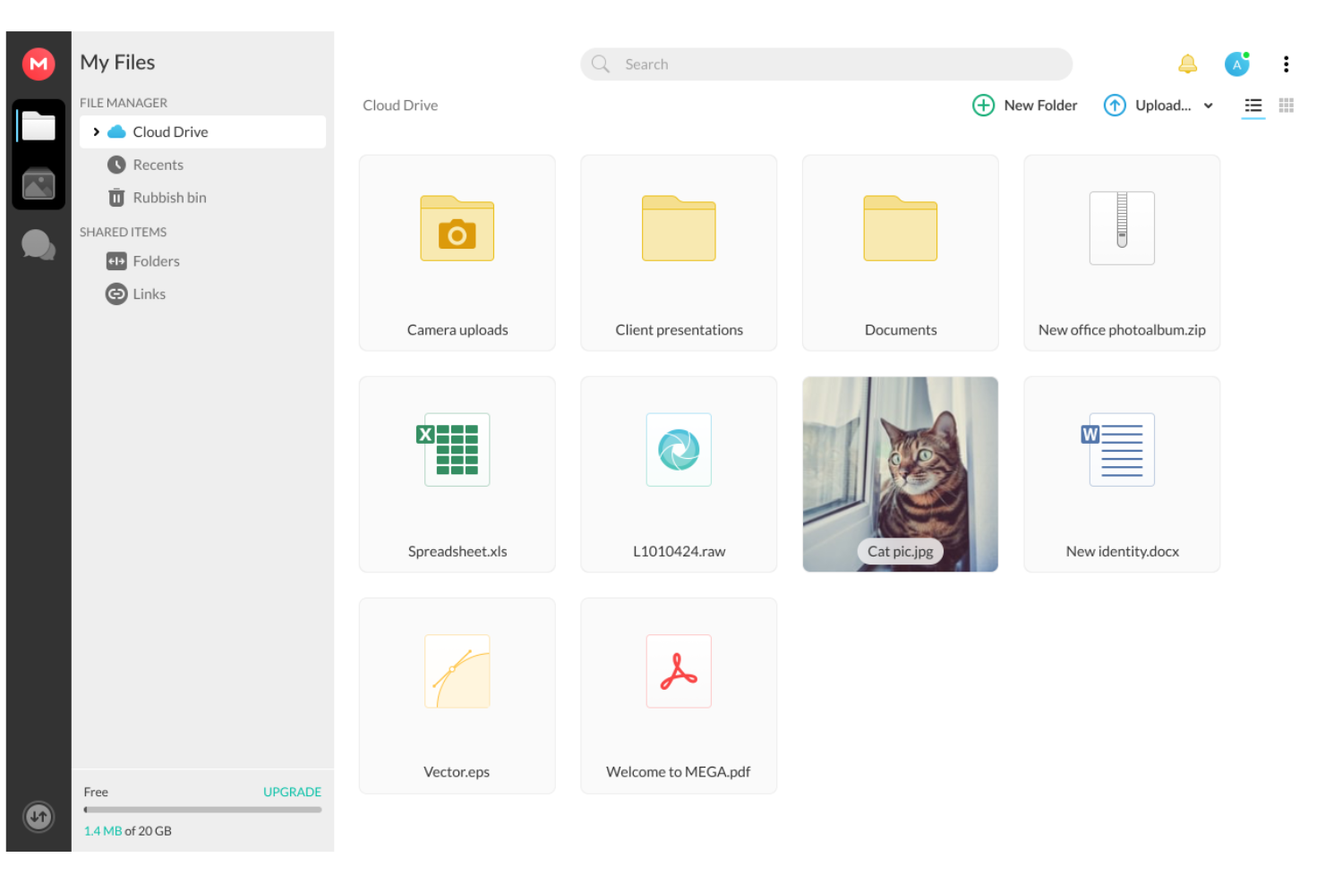 MEGA screenshot - 10 alternativer til Google Drev til cloudlagring i 2026