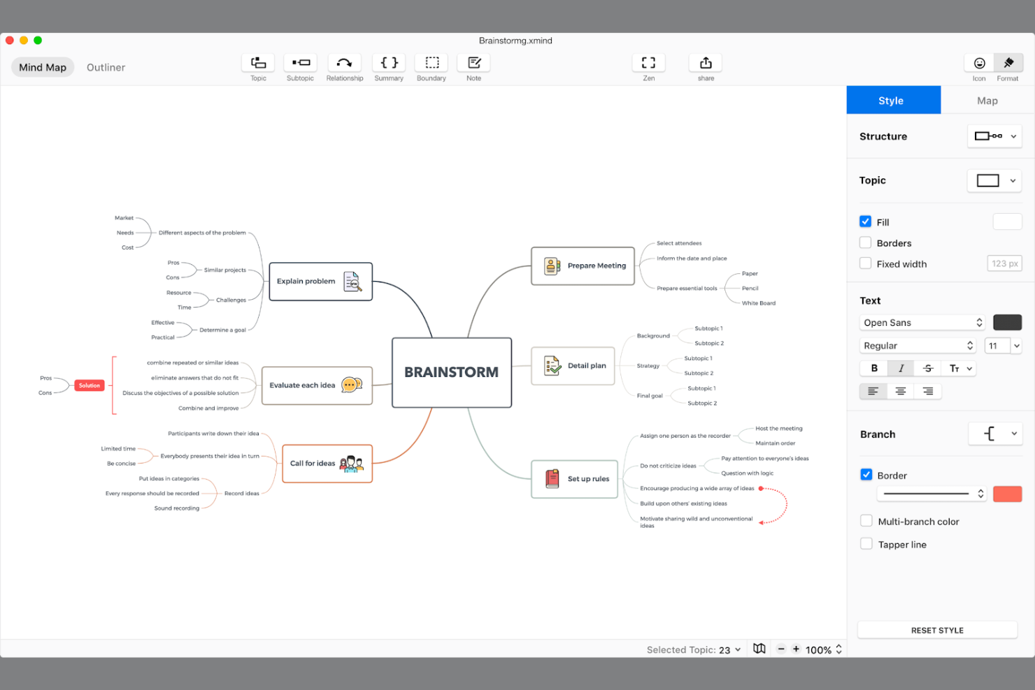Xmind screenshot - 10 bedste Whimsical-alternativer til mindmapping i 2026