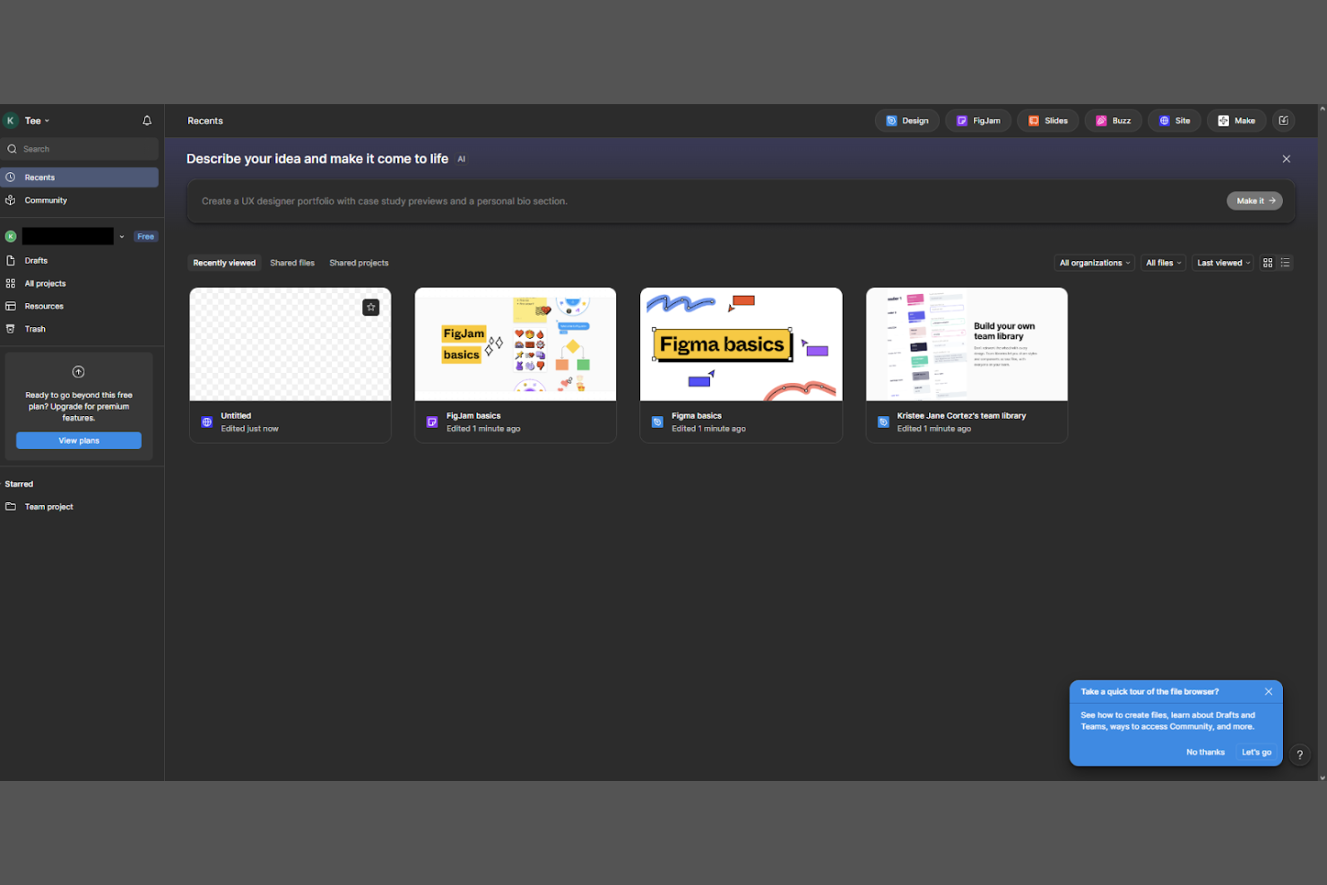 Figma screenshot - 10 bedste Whimsical-alternativer til mindmapping i 2026