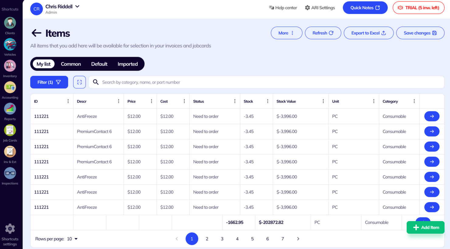 ARI (Auto Repair Software) screenshot - 10 bedste softwareprogrammer til projektstyring i bilindustrien i 2026