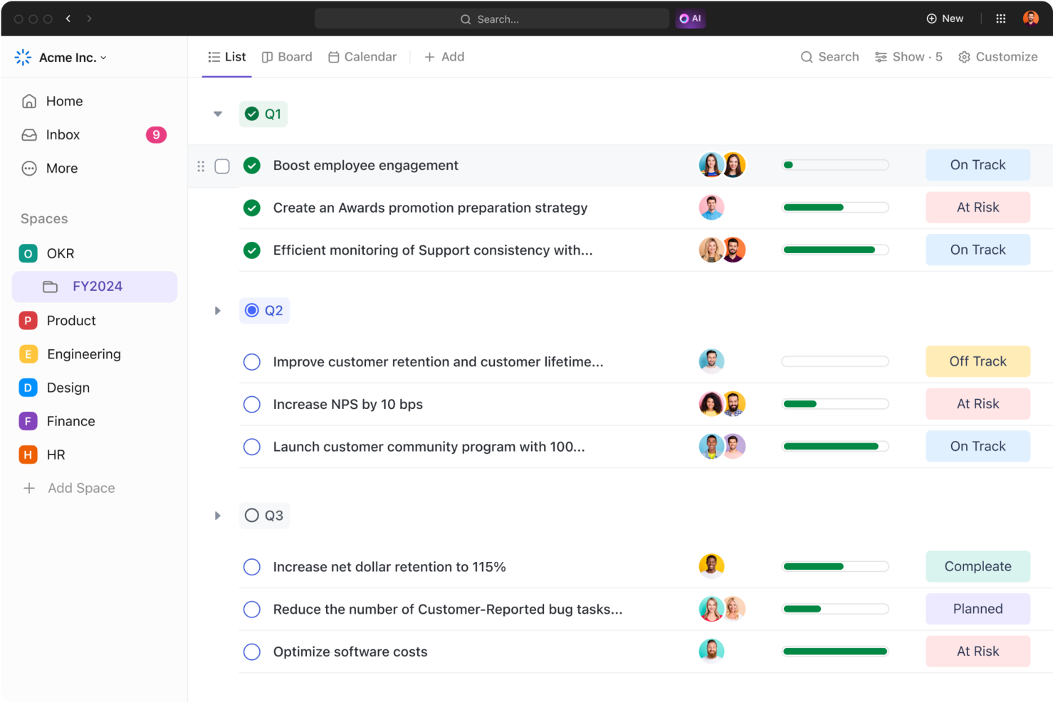 ClickUp screenshot - 10 bedste Coda-alternativer til projektteams i 2026