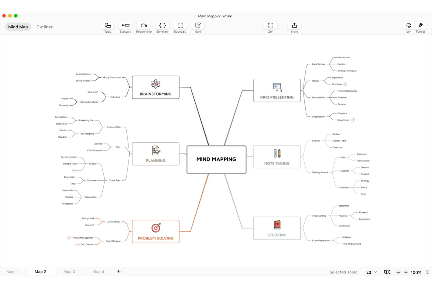 Xmind screenshot - 10 bedste alternativer til Lucidchart til diagrammer i 2026