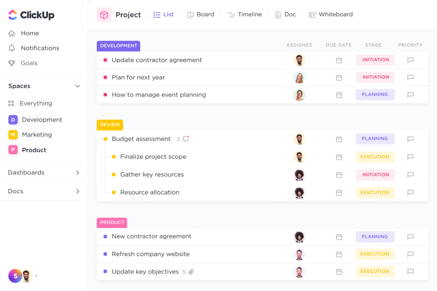 ClickUp screenshot - De 10 bedste softwareløsninger til AI-ressourcestyring anmeldt i 2026