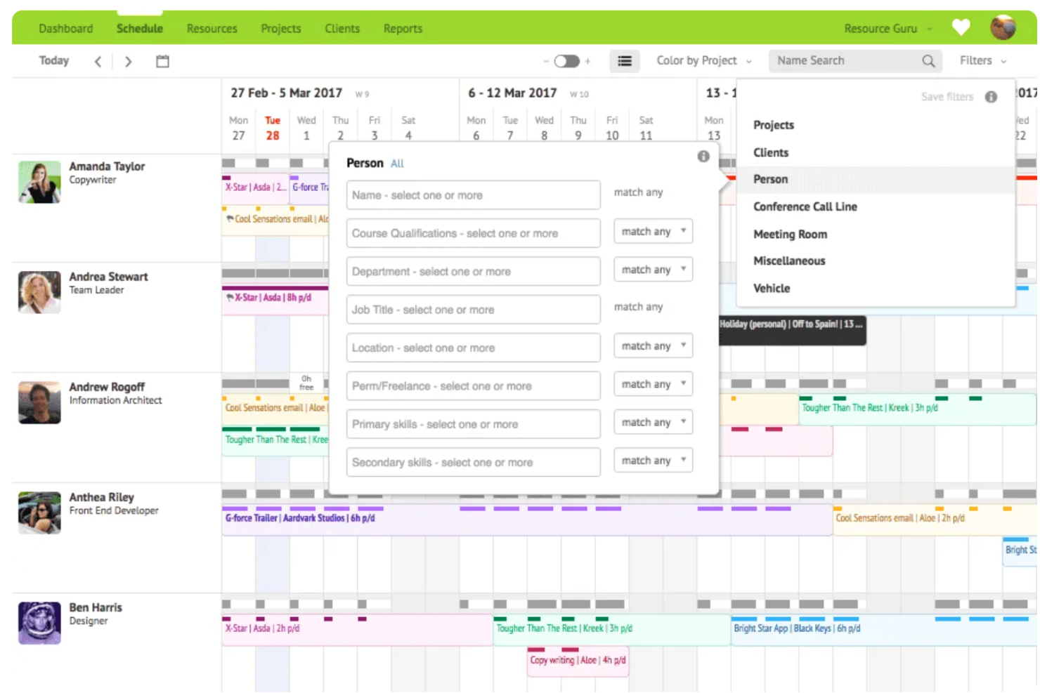 Resource Guru screenshot - 10 bedste softwareløsninger til ressourcestyring for bureauer i 2026