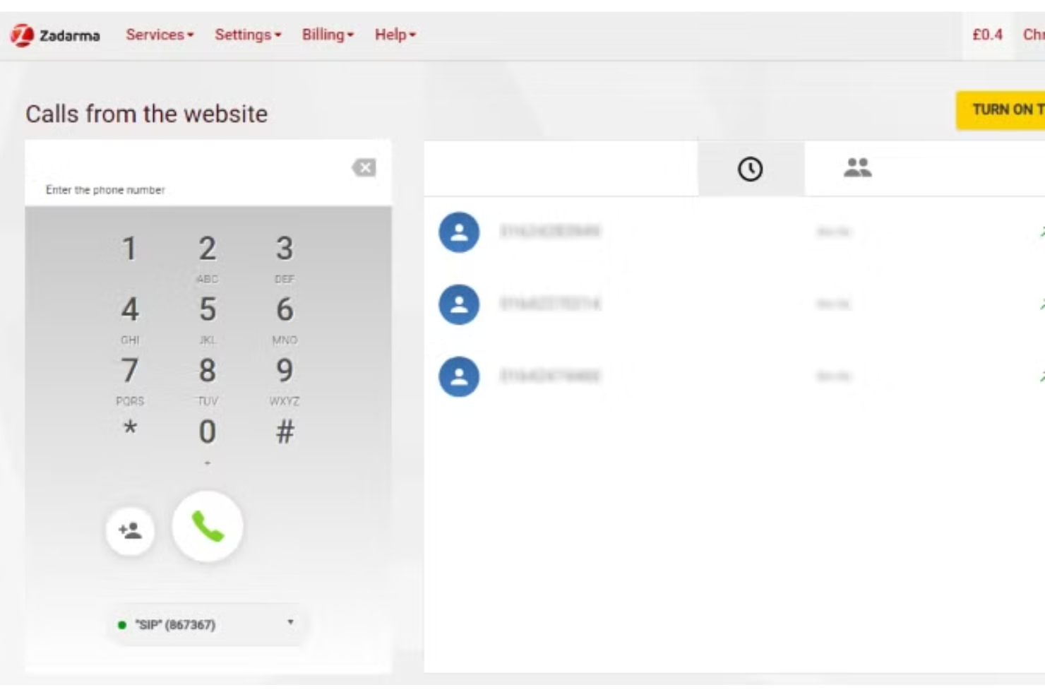 Zadarma screenshot - 13 bedste gratis VoIP-tjenester i 2026