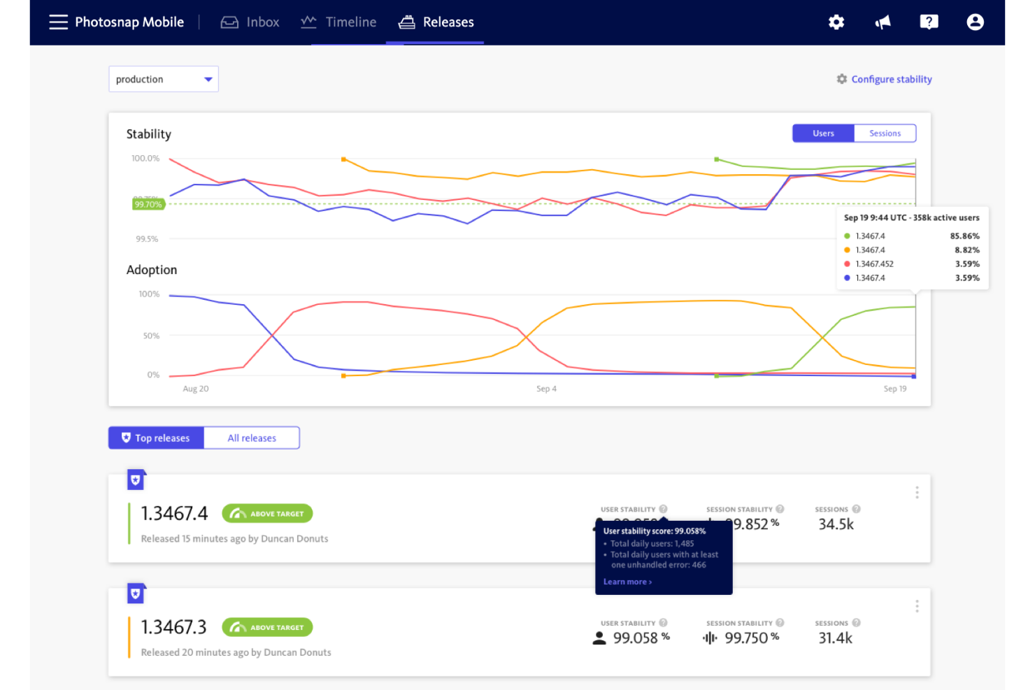 BugSnag screenshot - 10 bedste alternativer til Sentry til fejlovervågning i 2026