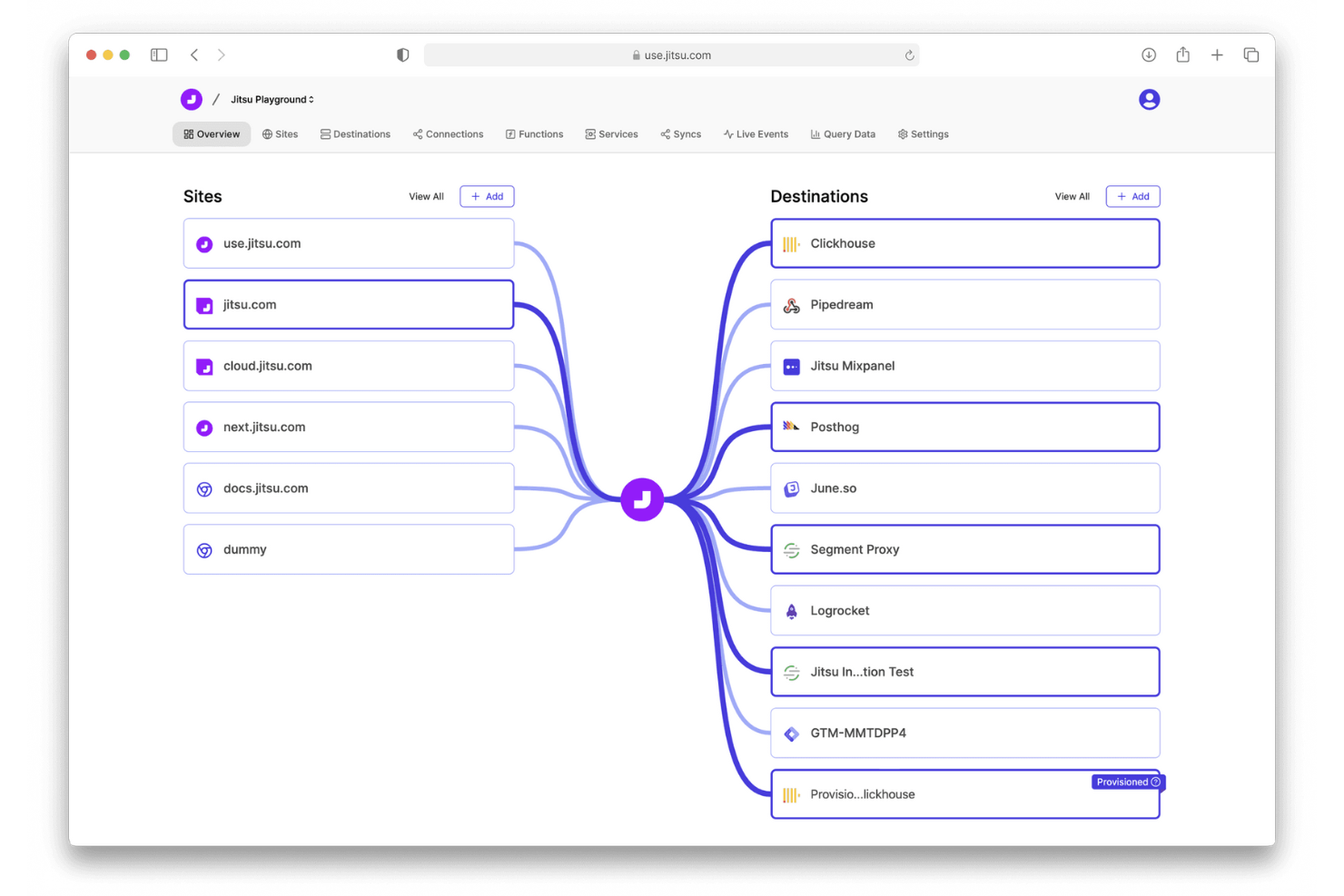 Jitsu screenshot - 10 bedste alternativer til Segment til kundedata i 2026