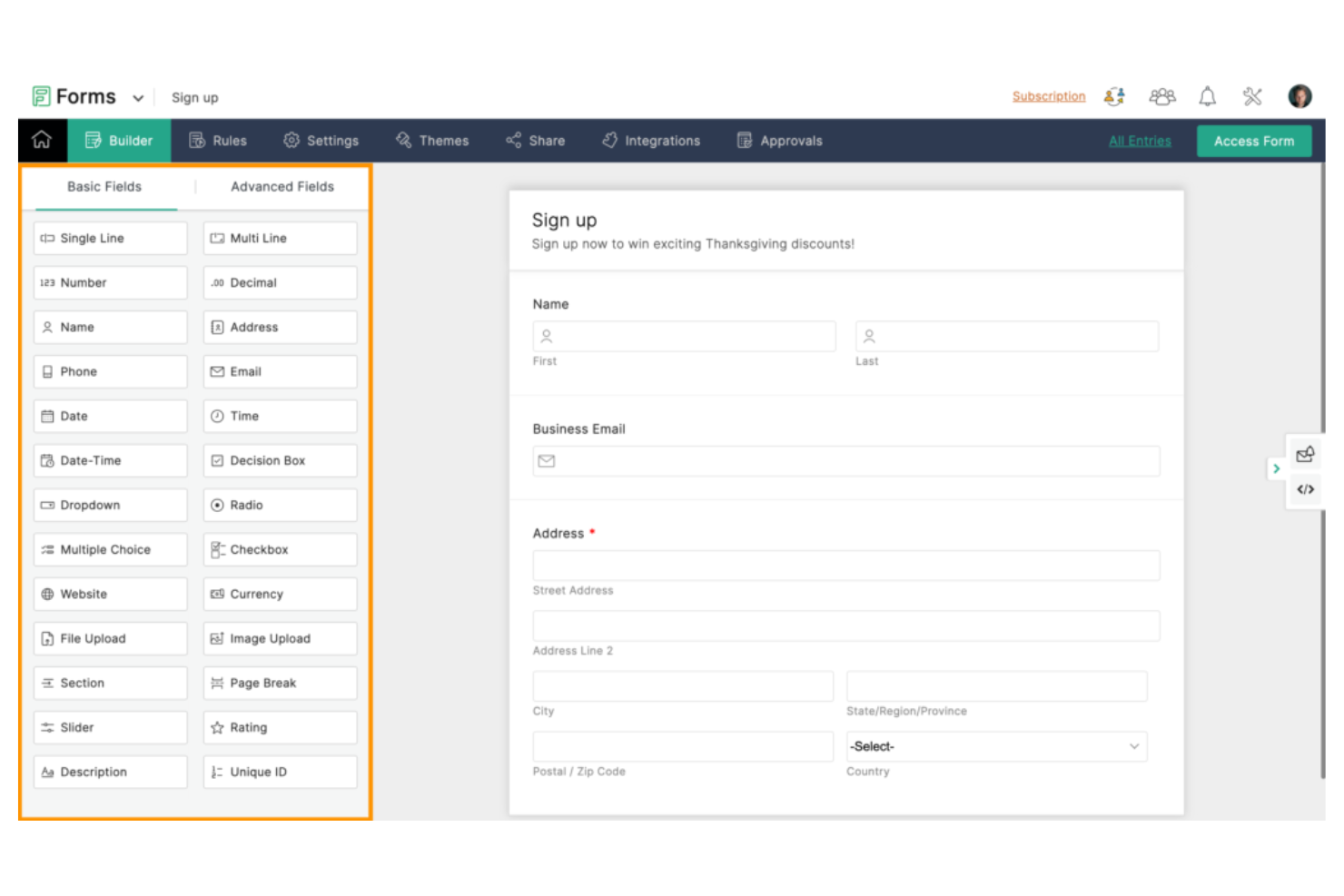 Zoho Forms screenshot - 10 bedste alternativer til Typeform til kundeundersøgelser i 2026