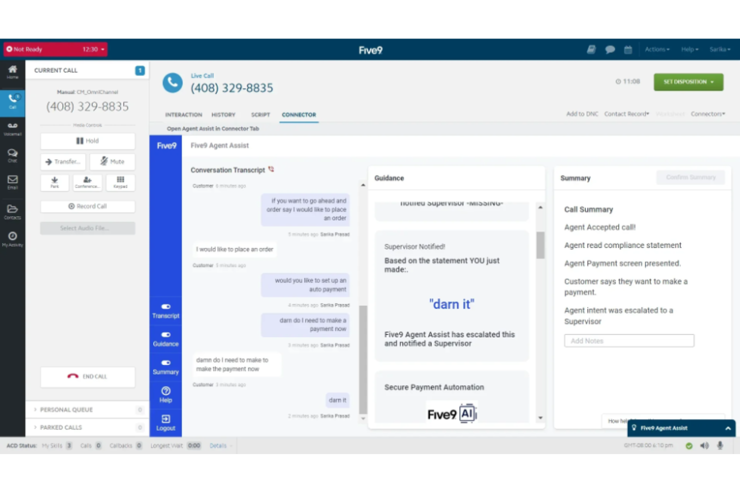 Five9 screenshot - 10 bedste Talkdesk-alternativer til kontaktcentre i 2026
