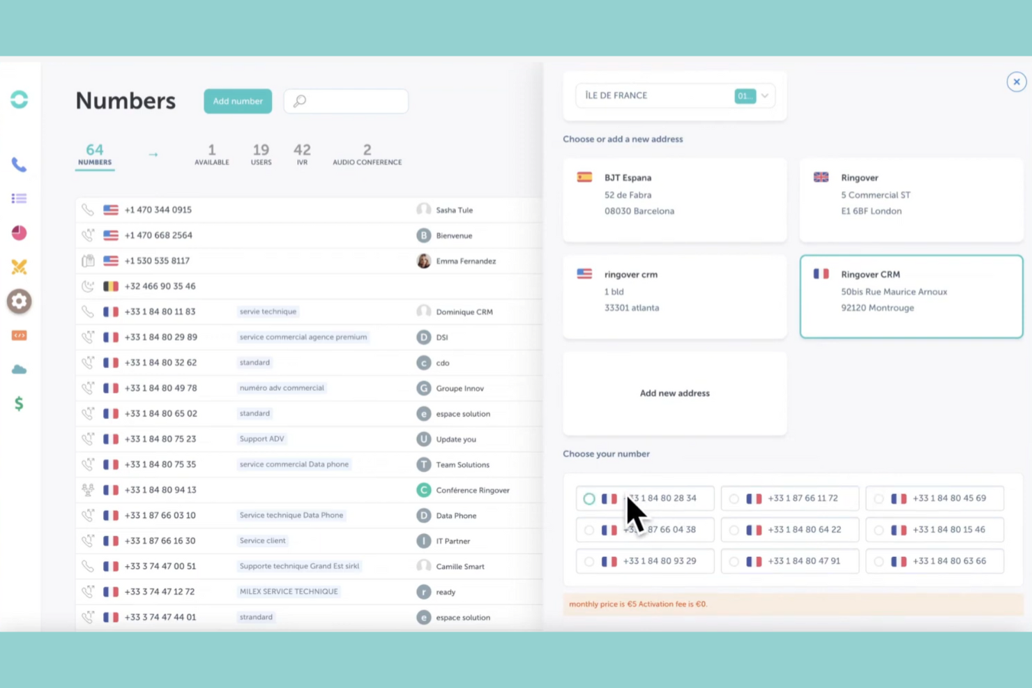 Ringover screenshot - 10 bedste alternativer til Aircall for supportteams i 2026