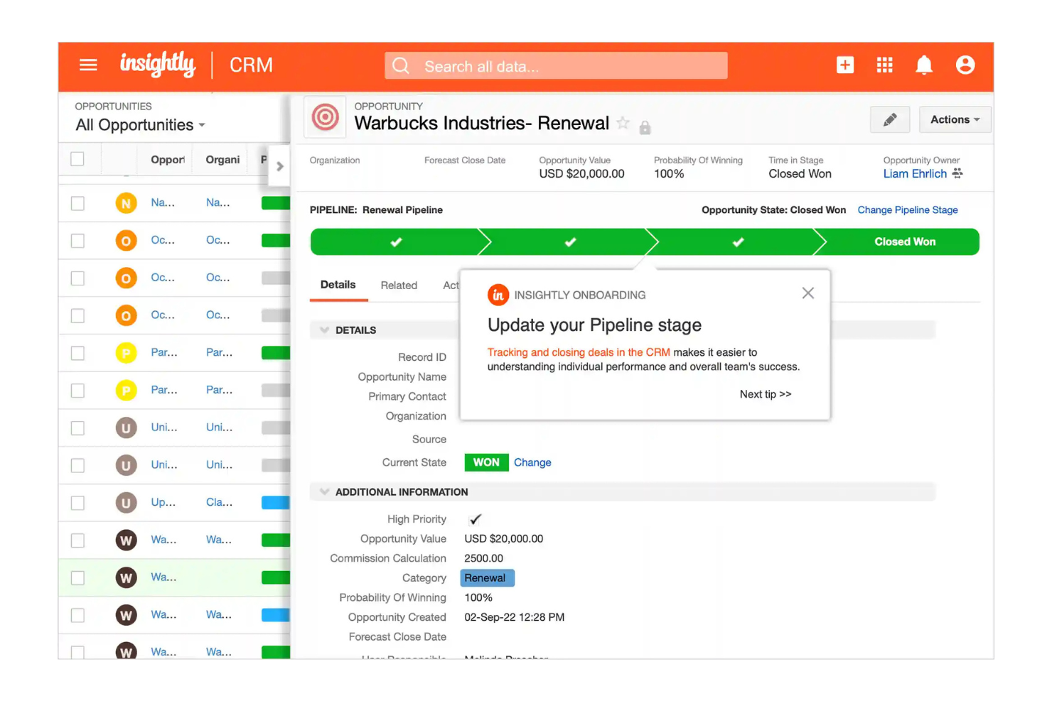 Insightly screenshot - 10 bedste Keap-alternativer til CRM & automatisering i 2026