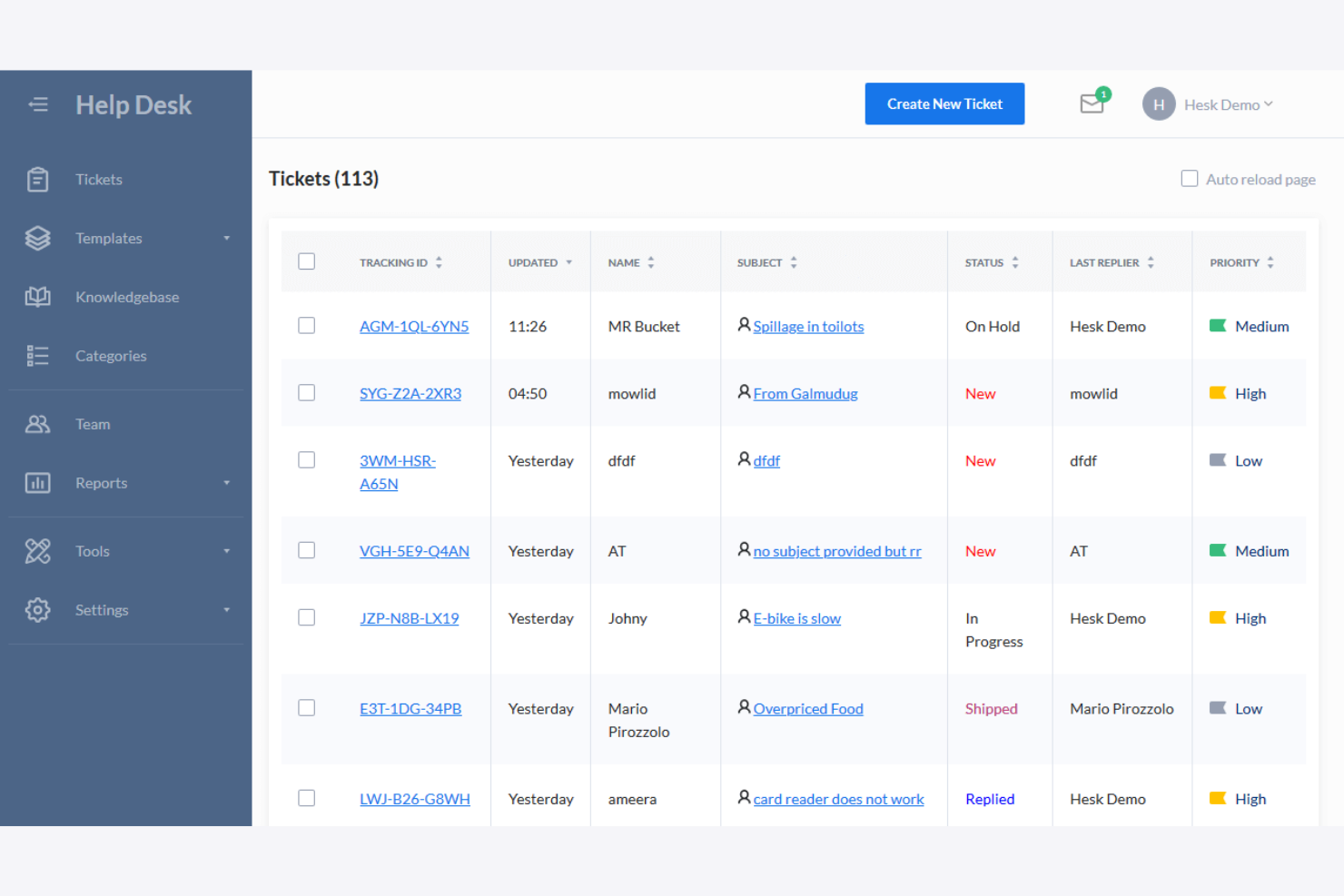 Hesk screenshot - 10 bedste alternativer til Spiceworks-værktøjer til helpdesk i 2026