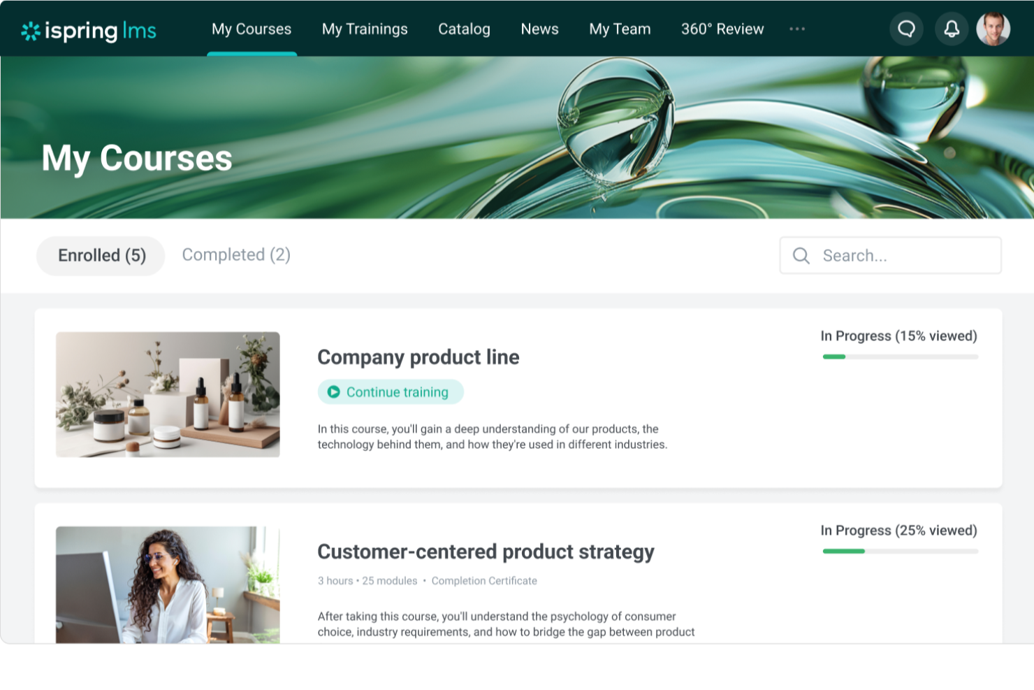 iSpring LMS screenshot - 10 bedste softwareløsninger til kundetræning gennemgået i 2026
