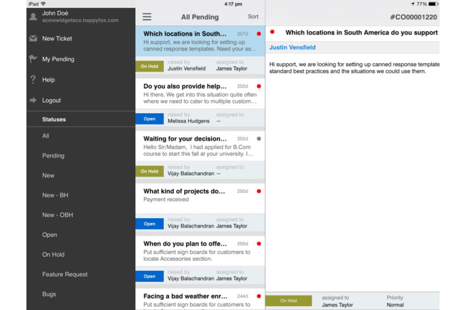 HappyFox screenshot - 10 bedste interne helpdesksoftware i 2026