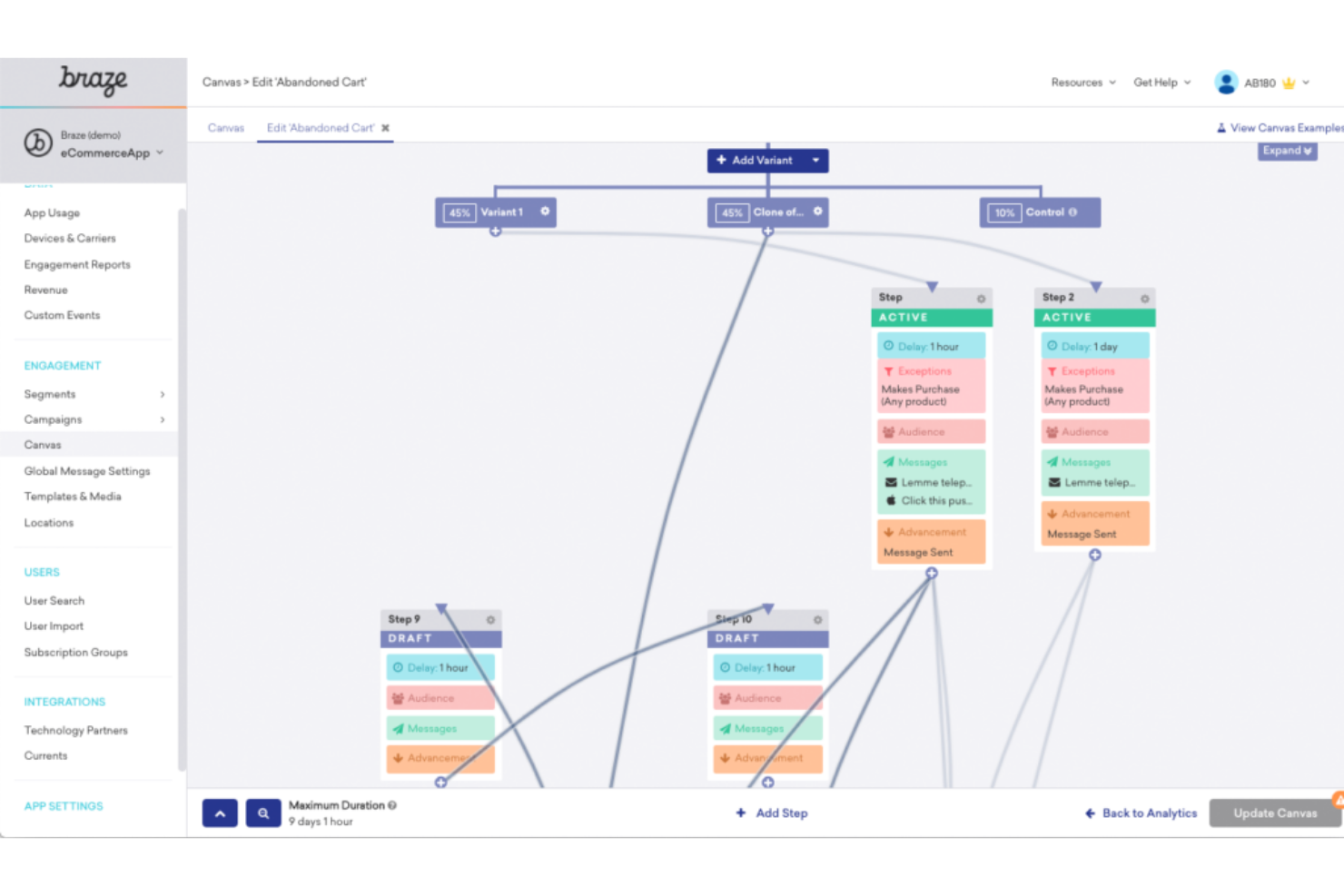Braze screenshot - De 10 bedste automatiseringsplatforme til kundeoplevelse i 2026