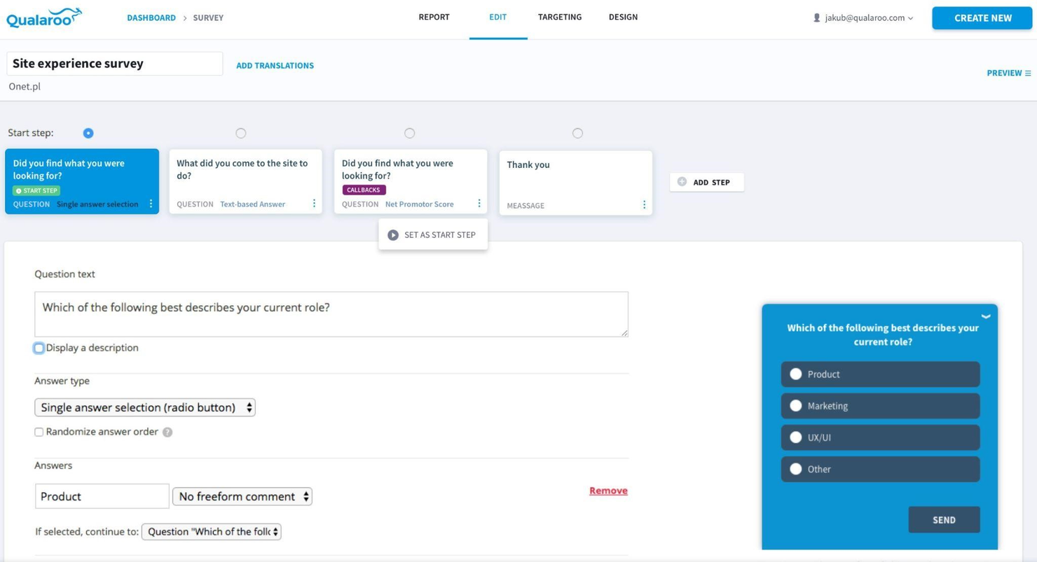 Qualaroo screenshot - 10 bedste SurveyMonkey-alternativer til feedback i 2026