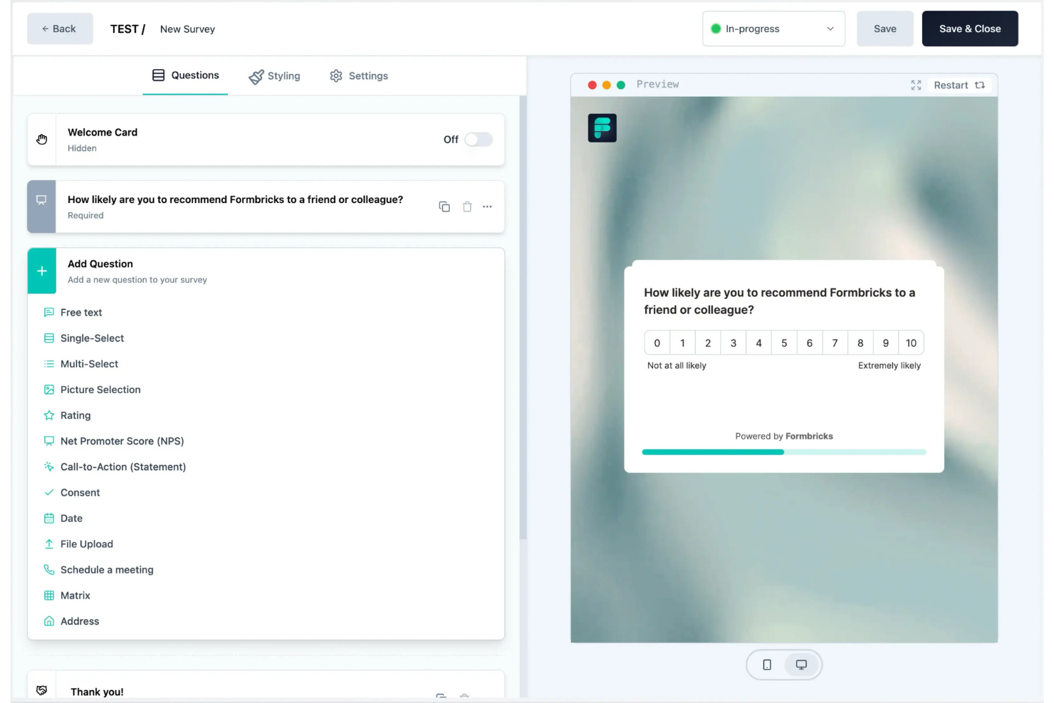 Formbricks screenshot - 10 bedste softwareløsninger til virksomhedsundersøgelser i 2026