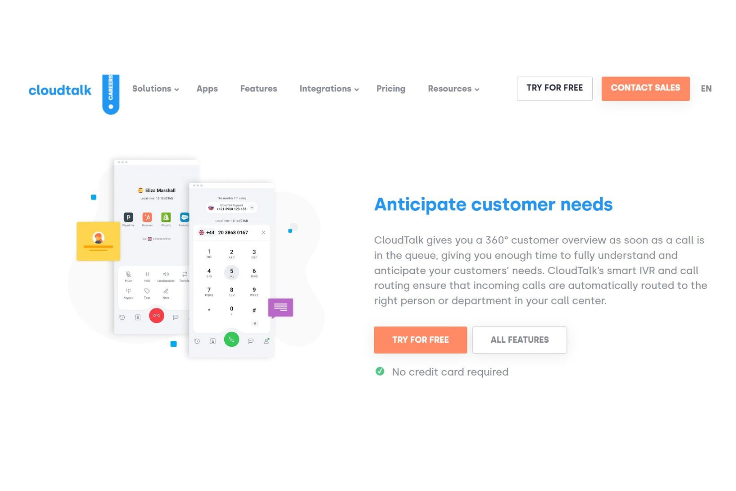 CloudTalk screenshot - 10 bedste softwareløsninger til arbejdsstyring i callcentre i 2026