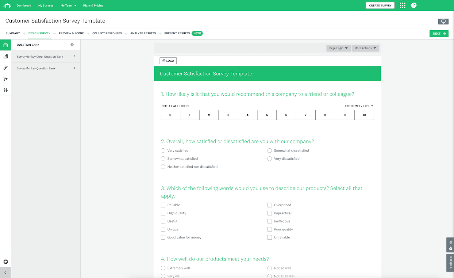 SurveyMonkey screenshot - 10 bedste online-undersøgelsessoftware til at afdække indsigter i 2026